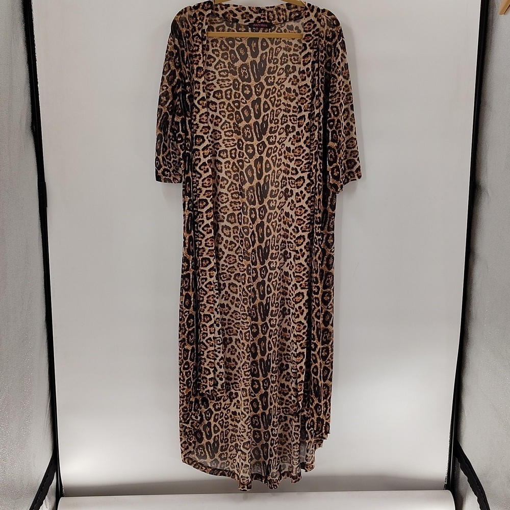 Crazy Train Leopard Open Front Duster Mesh One Size